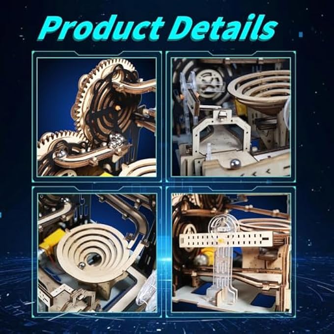 3D MECHANICAL WOODEN MODEL FOR ADULTS, MARBLE RUN KIT, 198 PIECES, DIY KINETIC DESIGN, PREMIUM LASER CUT, NO GLUE REQUIRED - Image 2